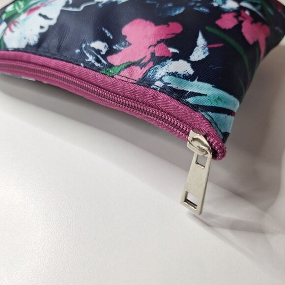 Folding Bag Tote Zipper Pouch Lightweight Beach Blue Purple - Picture 3 of 12